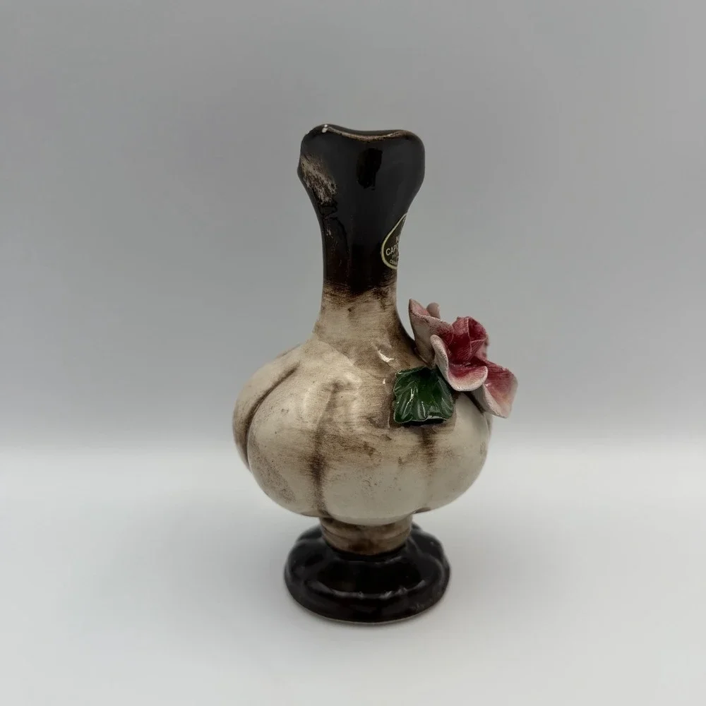 Vtg Nuova Capodimonte Small Porcelain Floral Trinket Vase Pitcher Italy